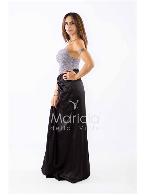 abito lungo raso drappeggio MARICLA ELEGANCE | DEG55494NERO